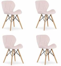 ARTOOL Set 4 scaune stil scandinav, Artool, Lago, catifea, lemn, roz, 48x43x74 cm (3404_1S)