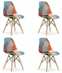 ARTOOL Set 4 scaune stil scandinav, Artool, Seul, textil, lemn, mozaic multicolor, 46.5x56.5x82.5 cm (3335_1S)