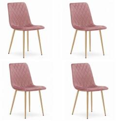 ARTOOL Set 4 scaune stil scandinav, Artool, Turin, catifea, lemn, roz, 44.5x53x88.5 cm (3786_1S)