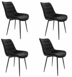 Jumi Scaune stil scandinav, metalic, catifea, negru, set 4 buc, 53x63x83 cm, Misty (CM-923409S)