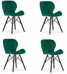 ARTOOL Set 4 scaune stil scandinav, Artool, Lago Velvet, catifea, lemn, verde si negru, 47x36x73.5 cm (3749_1S)