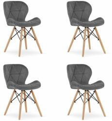 ARTOOL Set 4 scaune stil scandinav, Artool, Lago Velvet, catifea, lemn, gri, 47x36x73.5 cm (3373_1S)