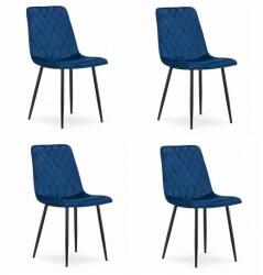 ARTOOL Set 4 scaune stil scandinav, Artool, Turin, catifea, metal, bleumarin si negru, 44.5x53x88.5 cm (3662_1S)