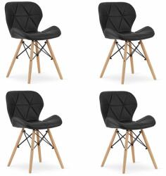 ARTOOL Set 4 scaune stil scandinav, Artool, Lago, piele ecologica, lemn, negru, 47x38x73 cm (3325_1S)