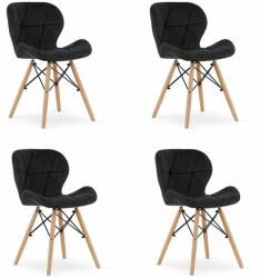 ARTOOL Set 4 scaune stil scandinav, Artool, Lago, catifea, lemn, negru, 48x43x74 cm (3372_1S)