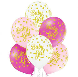 Belbal Baby Girl latex léggömb, pöttyös, 6 db/cs