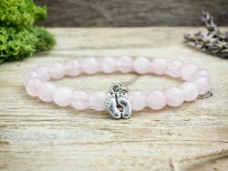 R. M. ékszer Babaváró tappancsos rózsakvarc ásvány karkötő (7100-RM-18)