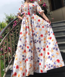 Ie traditionala Rochie eleganta din barbie cu imprimeu floral Andrada 2
