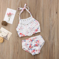 BabyJem Costum de baie cu talie inalta si dantela (marime: 130)