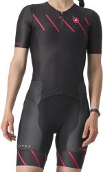 Castelli - costum trisuit triatlon pentru femei, maneca scurta Free Sanremo W Suit - negru roz magenta (CAS-8620096-181)