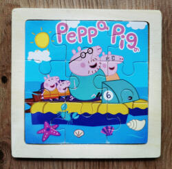 Puzzle mic din lemn cu 9 piese Peppa Pig- Plimbare cu barca (101660)