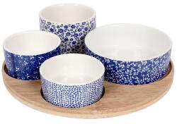Excellent Houseware Set servire tapas Excellent Houseware, bambus portelan, 22x1 cm, alb albastru (KO-278000380)