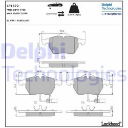 DELPHI LP1672 Set placute frana, frana disc