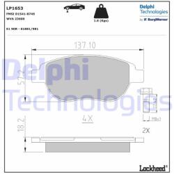 DELPHI LP1653 Set placute frana, frana disc