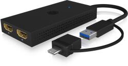 RaidSonic Docking Station Icy Box Splitter mobiler USB 3.2 la Dual HDMI (IB-SPL1029AC)