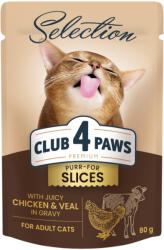 CLUB 4 PAWS Premium Selection Purr for Slices chicken & veal gravy 12x80 g