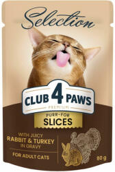 CLUB 4 PAWS Premium Selection Purr for Slices rabbit & turkey gravy 80 g
