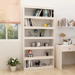 vidaXL Bibliotecă/Separator cameră, alb, 100x30x200 cm, lemn masiv pin (808229) Biblioteca