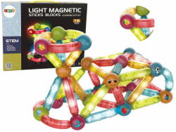 Lean-toys Világító oktatási mágneses tégla 76 darabos készlet