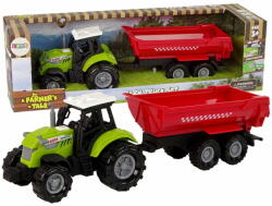 Lean-toys Zöld traktor piros pótkocsis hanggal