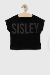 Sisley tricou de bumbac pentru copii culoarea negru PPYX-TSG09R_99X
