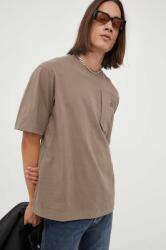 G-Star Raw tricou din bumbac culoarea maro, neted PPYX-TSM1EN_98X