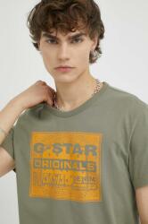 G-Star Raw tricou din bumbac culoarea verde, cu imprimeu PPYX-TSM1ES_81X