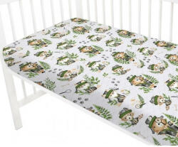  Baby Shop pamut, gumis lepedő 70*140 cm - Természetes nyomozók szürke