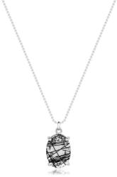 Ekszer Eshop 925 ezüst nyaklánc - katonai lánc, természetes kristály, Vénusz haj