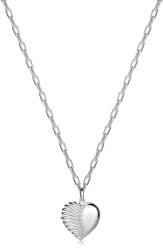 Ekszer Eshop 925 ezüst nyaklánc - szárnyas szív, cirkónia vonal, ovális láncszemekből álló lánc