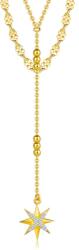 Ekszer Eshop 925 dupla ezüst nyaklánc - arany színű, cirkónia csillag, lapos oválisok, állítható hosszúság
