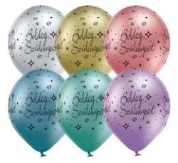 Qualatex Szülinapi lufi 11" 28cm 6db Boldog születésnapot! Chrome, 48206 (LUFI157073)