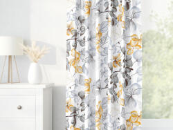 Goldea draperie 100% bumbac - flori gri-maro cu frunze 200x145 cm