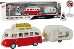  Lean-toys Piros busz és lakókocsi járműkészlet