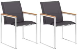 vidaXL 2 db tömör tíkfa és rozsdamentes acél kerti szék (46515/7)