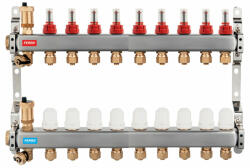 FERRO Polonia Distribuitor/colector 1" din inox 9 circuite cu debitmetre si robineti termostatati (SN-RZP09S)