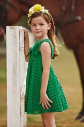 Mayoral rochie din bumbac pentru copii culoarea verde, mini, evazati PPYX-SUG05Z_77X