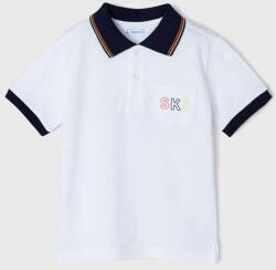 MAYORAL tricouri polo din bumbac pentru copii culoarea alb, cu imprimeu PPYX-POB017_00X