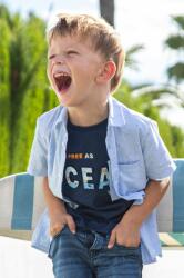 MAYORAL tricou de bumbac pentru copii culoarea albastru marin, cu imprimeu PPYX-TSB07L_59X
