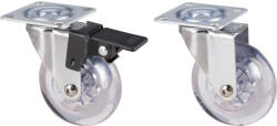 Evotools Roata Mobila Pivotanta cu Flansa PP Transparent - Fara Frana (677845)