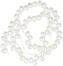 Cikk-cakk, potátó, fehér tenyésztett gyöngy alapanyagszál, 5-6 mm, kb. 40 cm (gtxpf56cc)