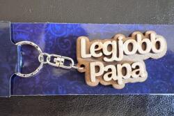  Kulcstartó - Gravírozott fa - Legjobb Papa - Ajándék Nagypapának (IKR004)