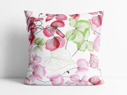 Goldea față de pernă 100% bumbac - flori roz-verde cu frunze 40 x 40 cm