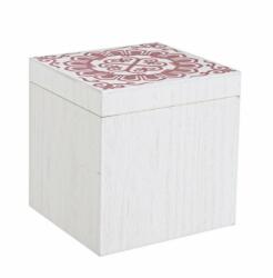 Bizzotto Set 4 cutii lemn alb rosu Barcelona 16x16x16 cm (0181188)