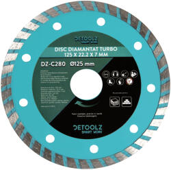 DETOOLZ Disc diamantat turbo 125x22.2x7mm (DZ-C280) Disc de taiere