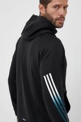 Adidas edzős pulóver Train Icons fekete, nyomott mintás, kapucnis - fekete XXL