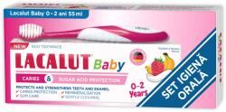 Lacalut Baby promóciós csomag: fogkrém 0-2 éves fogszuvasodás és cukor elleni védelem 55 ml + fogkefe