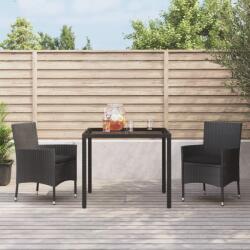 vidaXL Set mobilier de grădină cu perne, 3 piese, negru, poliratan (3187324)