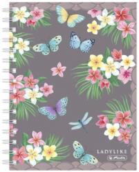 Herlitz Caiet A5 cu spira dubla, 100 file, patratele, Ladylike, Butterflies, Herlitz HZ50044207