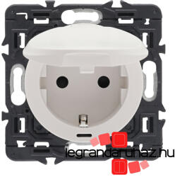 Legrand Céliane 2P+F csatlakozóaljzat biztonsági zsaluval, csapófedéllel, csavaros, fehér CF067161CS-K (CF067161CS-K)
